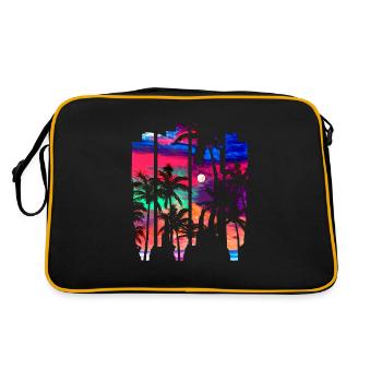Beach Brush Beach Sunset Palmiers colorés - Sac Retro - noir/or - Dos
