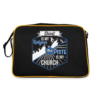 Skipiste Ski Skier - Retro Tasche - Schwarz/Gold - Hinten
