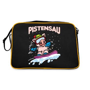 PISTESNSAU Snowboard Schweinchen Pisten Sau - Sac Retro - noir/or - Dos