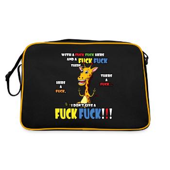 Drôle girafe avec énonciation provocante - Sac Retro - noir/or - Dos