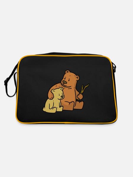 My family bear peace day - Retro Bag - black/gold - Back