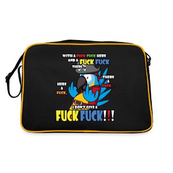 Lustiger sarkastischer Papagei mit Mittelfinger - Retro Tasche - Schwarz/Gold - Hinten