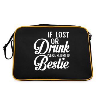 Si perdu ou ivre, s'il vous plaît revenir à Bestie drôle - Sac Retro - noir/or - Dos