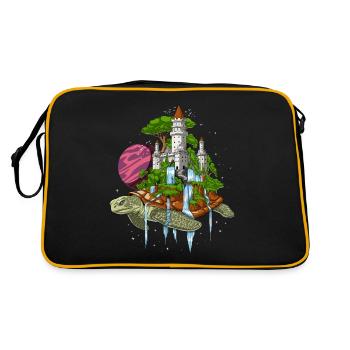 Kosmische Schildkröte - Retro Tasche - Schwarz/Gold - Hinten