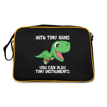 Dino T-Rex Ukulele Klein Lustig Süß Musik Geschenk - Retro Tasche - Schwarz/Gold - Hinten