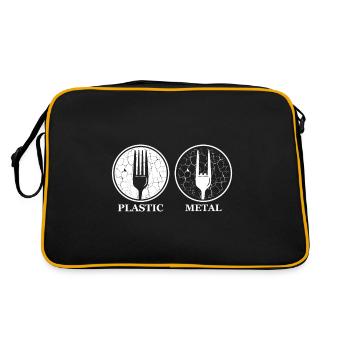 Fork plastic metal fork fork hand joke gift - Retro Bag - black/gold - Back