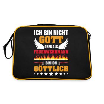 Als Feuerwehrmann Bin Ich Göttlich - Retro Tasche - Schwarz/Gold - Hinten