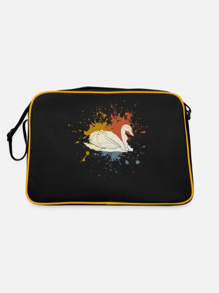 Schwan - Retro Tasche - Schwarz/Gold