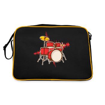 Schlagzeug Geschenk Schlagzeugspieler Percussion - Retro Tasche - Schwarz/Gold - Hinten