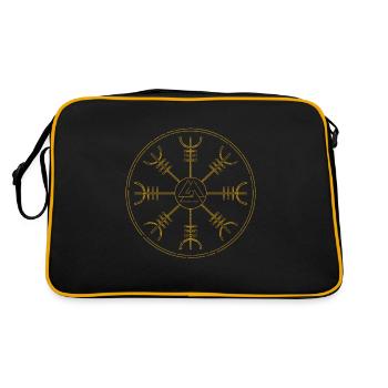 Aegishjalmur runes odin Celtic knots knot gift - Retro Bag - black/gold - Back