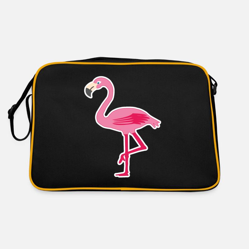 Flamingo pink - Retro Tasche - Schwarz/Gold