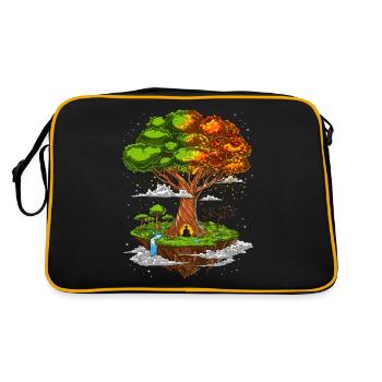 Baum des Lebens Yoga Meditation - Retro Tasche - Schwarz/Gold - Hinten