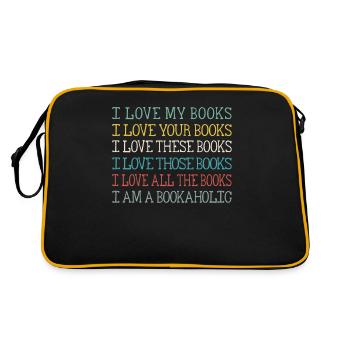 I Love My Books Your Books These Books Those Books - Retro Tasche - Schwarz/Gold - Hinten