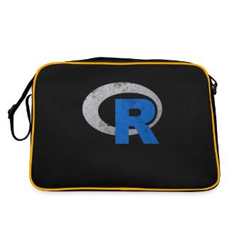 R logo programming Vintage Distressed design - Retro Bag - black/gold - Back