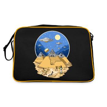 UFO Aliens Egyptian Pyramids - Retro Bag - black/gold - Back