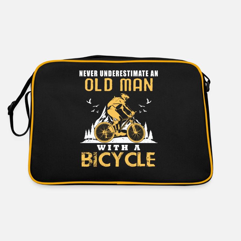 Never Underestimate an Old man with a Bicycle - Retro Tasche - Schwarz/Gold