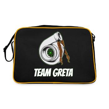 Team Greta with turbocharger with pigtails illustration - Retro Bag - black/gold - Back