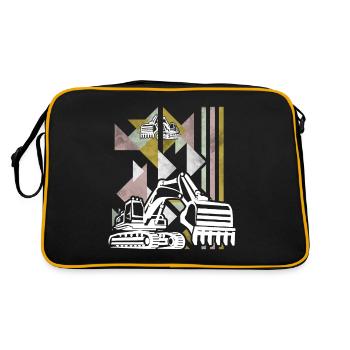 Excavator construction site construction machine gift · shovel - Retro Bag - black/gold - Back