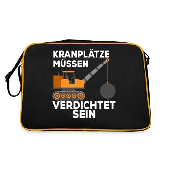 Excavator Construction Site Construction Machine Gift · Crane places - Retro Bag - black/gold - Back