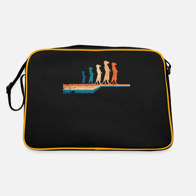 Erdmännchen Vintage Tier Geschenkidee - Retro Tasche - Schwarz/Gold