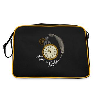 Zeit ist Gold tolle Geschenkidee für Hand Uhren - Retro Tasche - Schwarz/Gold - Hinten