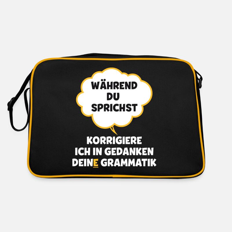Während du sprichst korrigiere ich deine grammatik Retro Tasche