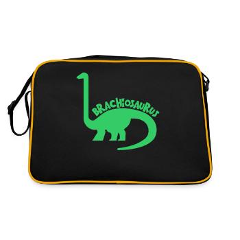 Dino Dinosaurier Tier Geschenk - Retro Tasche - Schwarz/Gold - Hinten