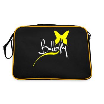 Schmetterling Tier Geschenk - Retro Tasche - Schwarz/Gold - Hinten