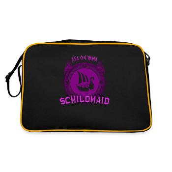 Wikinger Schildmaid Shirt - Retro Tasche - Schwarz/Gold - Hinten