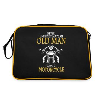 Motorcycle Grandpa Father Biker Underestimate Gift - Retro Bag - black/gold - Back