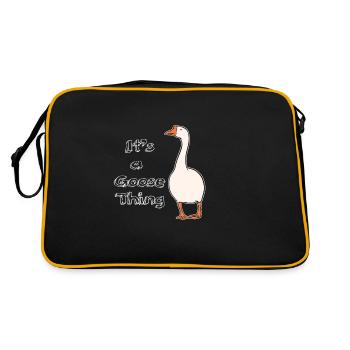 Gans Tier Geschenk - Retro Tasche - Schwarz/Gold - Hinten