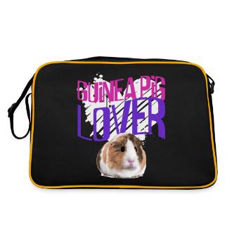 Meerschweinchen Tier Geschenk - Retro Tasche - Schwarz/Gold - Hinten