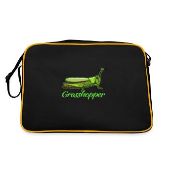 Heuschrecke Grashüpfer Tier Geschenk - Retro Tasche - Schwarz/Gold - Hinten