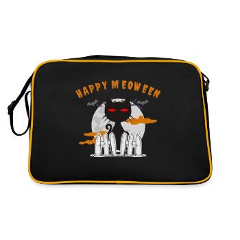 Tenue de fête d'Halloween - Motif de chat drôle - Sac Retro - noir/or - Dos