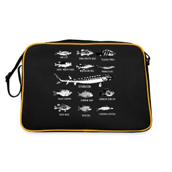 13 Types de poissons d'eau douce Conception de cadeaux Pêche - Sac Retro - noir/or - Dos
