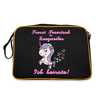 Fresst Feenstaub ihr Langweiler. Ich heirate! JGA - Retro Tasche - Schwarz/Gold - Hinten