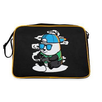 Panda Gamer Video Player Play Game Panda Bear - Retro Bag - black/gold - Back