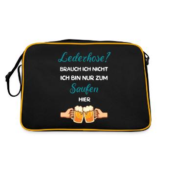 Lederhose brauch ich nicht bin nur zum saufen hier - Retro Tasche - Schwarz/Gold - Hinten