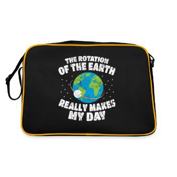 Erde Tag der Erde Welt Rotation Geographie vintage - Retro Tasche - Schwarz/Gold - Hinten
