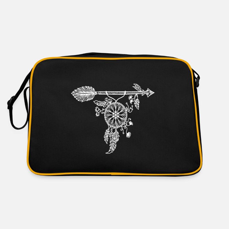 Idée de cadeau de rêve mandcher indien attrape-rêves - Sac Retro - noir/or