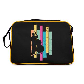 Kontrabass Retro 80er Kontrabassist Jazz Geschenk - Retro Tasche - Schwarz/Gold - Hinten