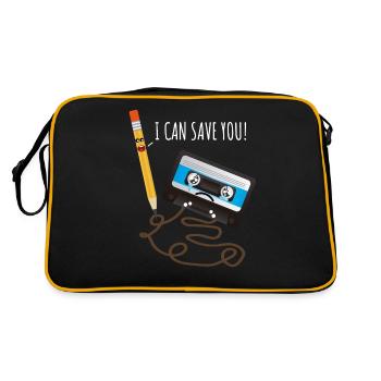 Cassette and Pen Retro Music 90s Costume Funny - Retro Bag - black/gold - Back