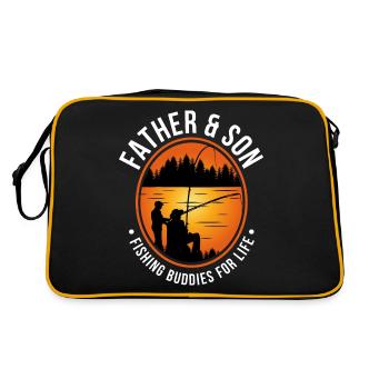 Papa Sohn Angeln Fischerverein Vater Angler - Retro Tasche - Schwarz/Gold - Hinten