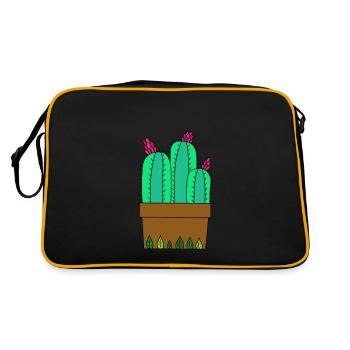 Flowering Cacti In Leafy Pot - Retro Bag - black/gold - Back