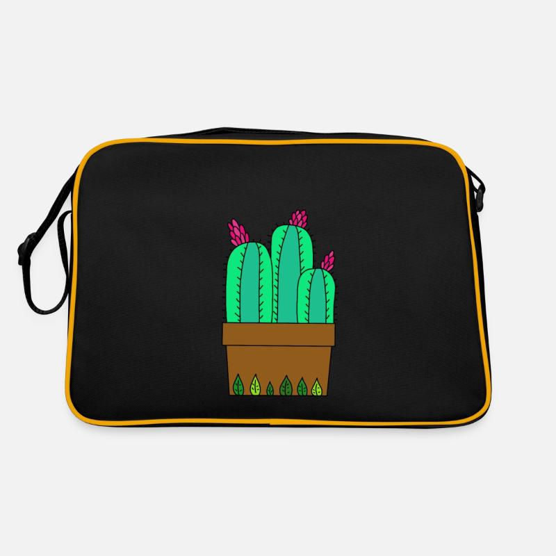 Flowering Cactus à Leafy Pot Sac Retro