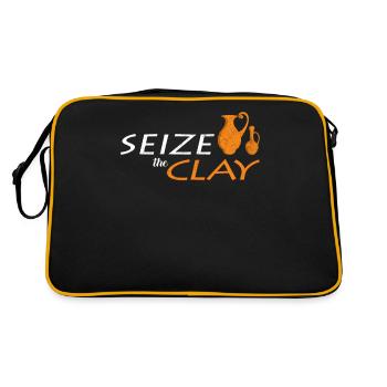 Seize The Clay | Pottery Pun Potter Gift - Retro Bag - black/gold - Back