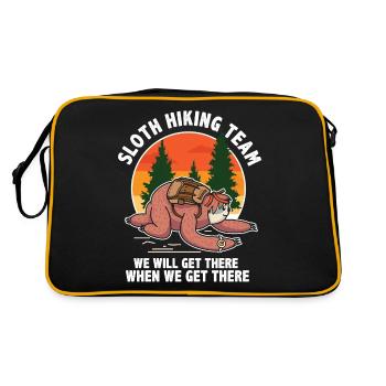 Lustiger Faultier-Witz, wann wir dorthin kommen Wanderer - Retro Tasche - Schwarz/Gold - Hinten