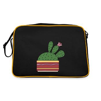 Cactus WIth Beautiful Flower - Retro Bag - black/gold - Back