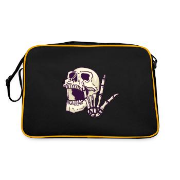 Skull Skull Rock n Roll sign - Retro Bag - black/gold - Back