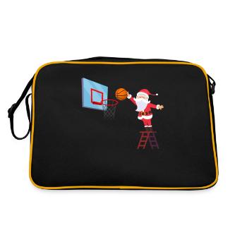 Basketball Weihnachtsmann - Retro Tasche - Schwarz/Gold - Hinten